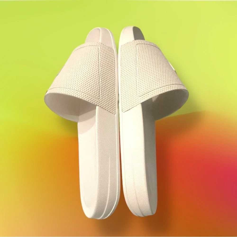 Men's iQUSHION Pool Slides Rubber White Red Size 10